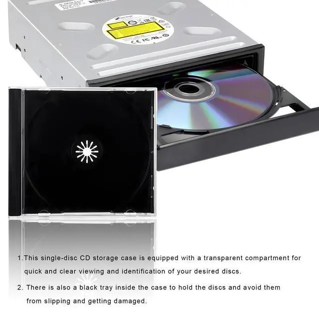 Alt view image 3 of 6 - 6 PCS Standard Single Clear CD Jewel Case, 10 mm CD Storage Case Disc Collection Organizer with Assembled Tray, Single Disc Protective Covers Plastic Replacement Box (Black)