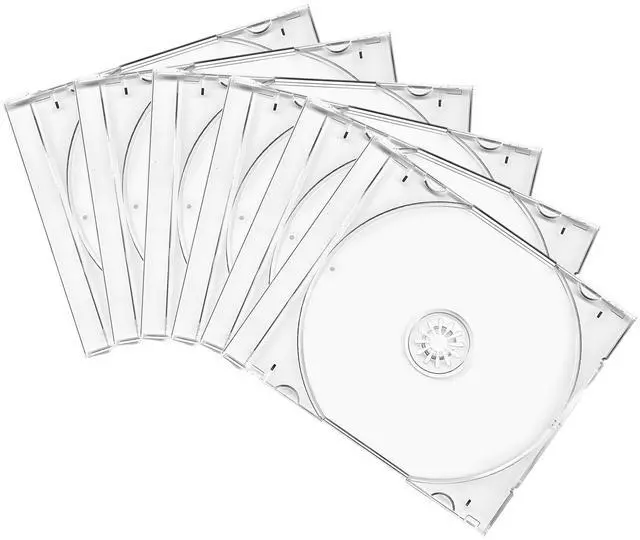 Main image of 6 PCS Standard Single Clear CD Jewel Case, 10mm Vehicle Slim Clear Disc DVD Cases with Assembled Tray, Single CD Protective Cover Plastic Storage Box Replacement for Cars (Transparent)