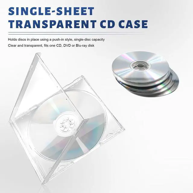 Alt view image 3 of 6 - 6 PCS Standard Single Clear CD Jewel Case, 10mm Vehicle Slim Clear Disc DVD Cases with Assembled Tray, Single CD Protective Cover Plastic Storage Box Replacement for Cars (Transparent)