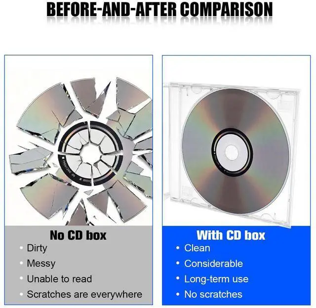 Alt view image 6 of 6 - Car Single Clear CD Jewel Case, 6PCS 10 mm Standard Thickness CD Storage Box with Assembled Removable Tray, Automotive DVD Discs Protective Covers, Universal for Vehicles (Transparent)