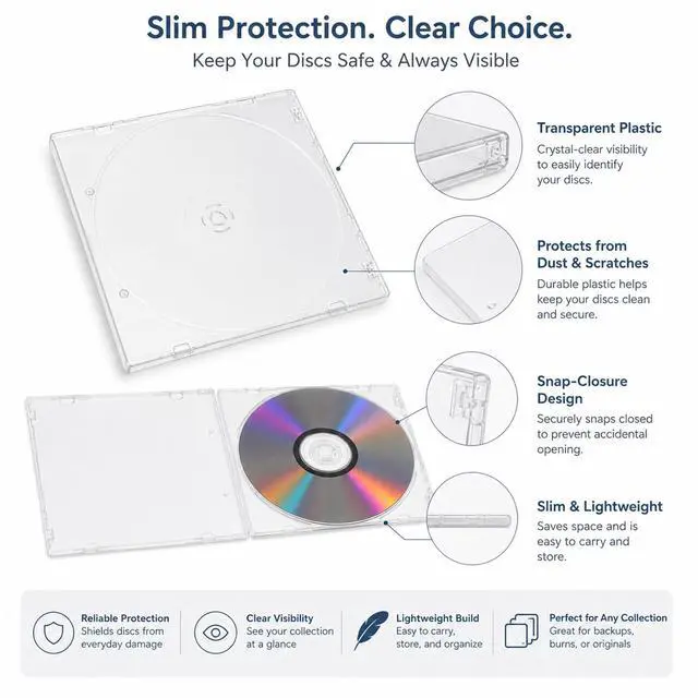Alt view image 3 of 7 - 5mm Standard Single Clear CD Case 10 Pcs CD Jewel Cases