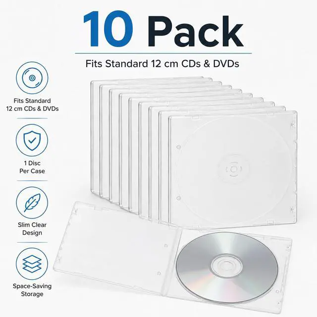 Alt view image 4 of 7 - 5mm Standard Single Clear CD Case 10 Pcs CD Jewel Cases