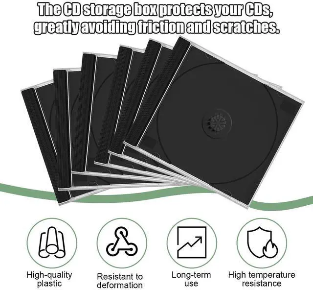 Alt view image 4 of 6 - 6PCS Car Standard Single Clear CD Jewel Case, Plastic Discs Storage Jewel Case for Protection Replacement, CD DVD Cover Holder with Assembled Tray, Universal for Vehicles (Black)