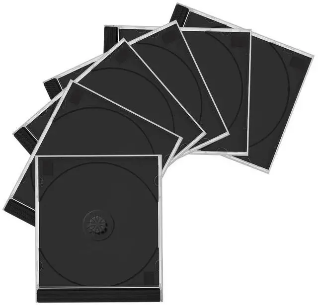 Main image of 6PCS Car Standard Single Clear CD Jewel Case, Plastic Discs Storage Jewel Case for Protection Replacement, CD DVD Cover Holder with Assembled Tray, Universal for Vehicles (Black)