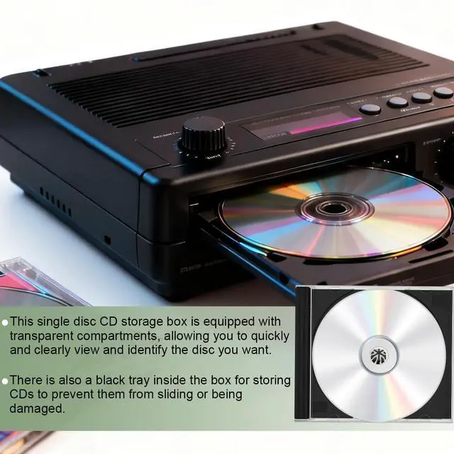 Alt view image 5 of 6 - 6PCS Car Standard Single Clear CD Jewel Case, Plastic Discs Storage Jewel Case for Protection Replacement, CD DVD Cover Holder with Assembled Tray, Universal for Vehicles (Black)