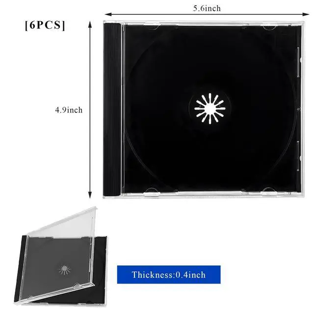 Alt view image 2 of 6 - 6 PCS Standard Single Clear CD Jewel Case, 10 mm Slim Plastic DVD Storage Cases with Assembled Tray, Universal Single CD Protective Cover Replacement for Most Vehicles
