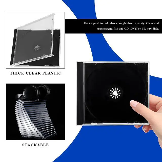Alt view image 3 of 6 - 6 PCS Standard Single Clear CD Jewel Case, 10 mm Slim Plastic DVD Storage Cases with Assembled Tray, Universal Single CD Protective Cover Replacement for Most Vehicles