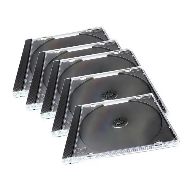 Main image of 5 PCS Car Standard Single Clear CD Jewel Cases, Thickened Clear DVD Storage Case with Tray, Hard Plastic Anti-scratch Disc Holder, CD Protection Accessory for Car & Home (Black)