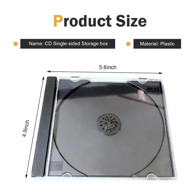 Alt view image 2 of 7 - 5 PCS Car Standard Single Clear CD Jewel Cases, Thickened Clear DVD Storage Case with Tray, Hard Plastic Anti-scratch Disc Holder, CD Protection Accessory for Car & Home (Black)