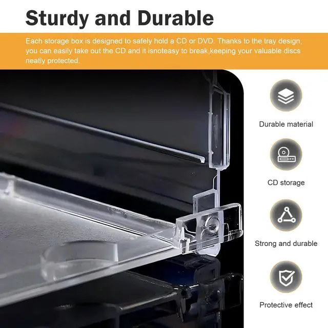 Alt view image 4 of 7 - 5 PCS Car Standard Single Clear CD Jewel Cases, Thickened Clear DVD Storage Case with Tray, Hard Plastic Anti-scratch Disc Holder, CD Protection Accessory for Car & Home (Black)