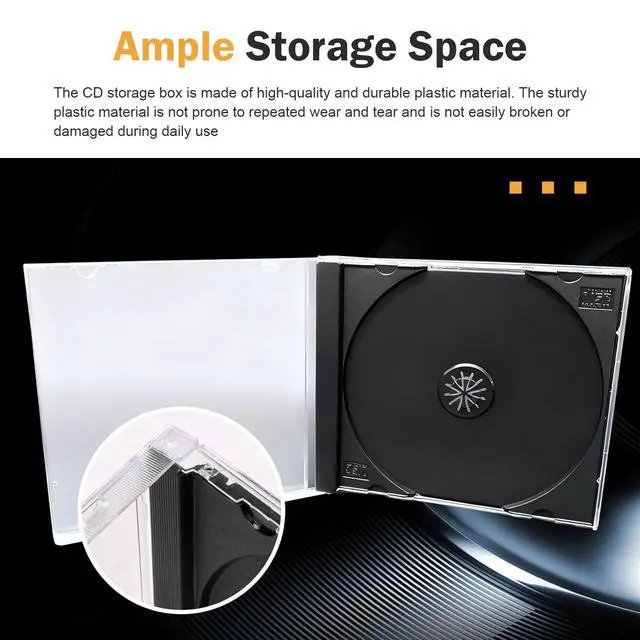 Alt view image 3 of 7 - 5 PCS Car Standard Single Clear CD Jewel Cases, Thickened Clear DVD Storage Case with Tray, Hard Plastic Anti-scratch Disc Holder, CD Protection Accessory for Car & Home (Black)