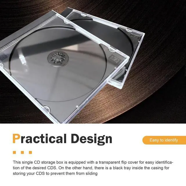 Alt view image 5 of 7 - 5 PCS Car Standard Single Clear CD Jewel Cases, Thickened Clear DVD Storage Case with Tray, Hard Plastic Anti-scratch Disc Holder, CD Protection Accessory for Car & Home (Black)