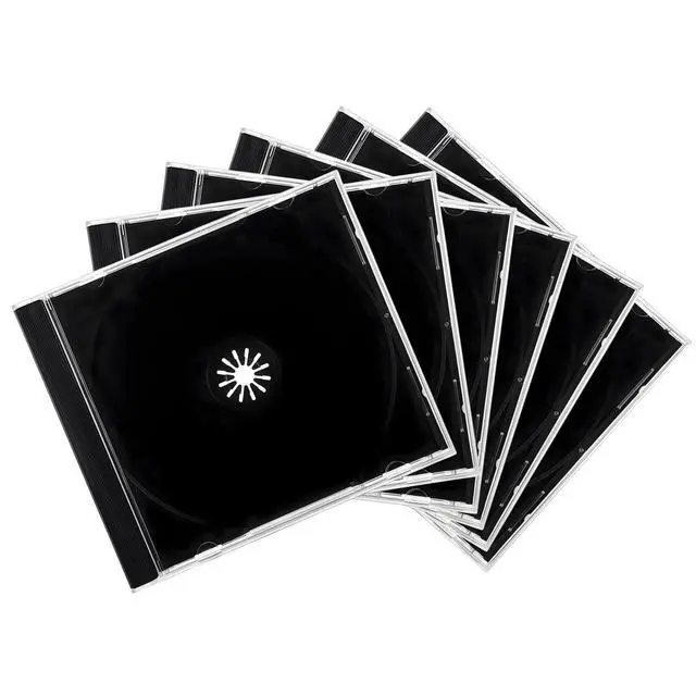 Main image of 6 PCS Standard Single Clear CD Jewel Case, 10 mm Slim Plastic Disc Capacity DVD Cover with Assembled Tray, Square-Shaped DVD Storage Case CD Protector for Most Vehicles (Black)