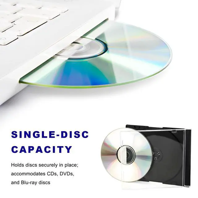 Alt view image 3 of 6 - 6 PCS Standard Single Clear CD Jewel Case, 10 mm Slim Plastic Disc Capacity DVD Cover with Assembled Tray, Square-Shaped DVD Storage Case CD Protector for Most Vehicles (Black)
