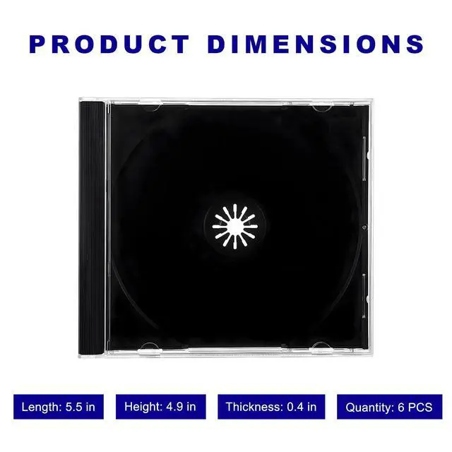 Alt view image 2 of 6 - 6 PCS Standard Single Clear CD Jewel Case, 10 mm Slim Plastic Disc Capacity DVD Cover with Assembled Tray, Square-Shaped DVD Storage Case CD Protector for Most Vehicles (Black)