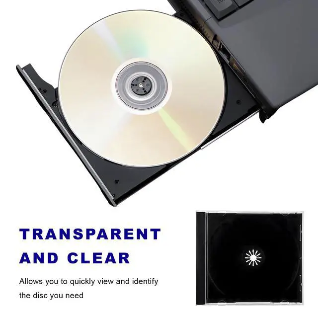 Alt view image 6 of 6 - 6 PCS Standard Single Clear CD Jewel Case, 10 mm Slim Plastic Disc Capacity DVD Cover with Assembled Tray, Square-Shaped DVD Storage Case CD Protector for Most Vehicles (Black)