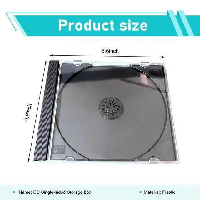 Alt view image 2 of 7 - 5 PCS Car Standard Single Clear CD Jewel Case, DVD Storage Case with Assembled Black Tray, Thickened Rigid Plastic CD Holder, for Most Cars (Black)