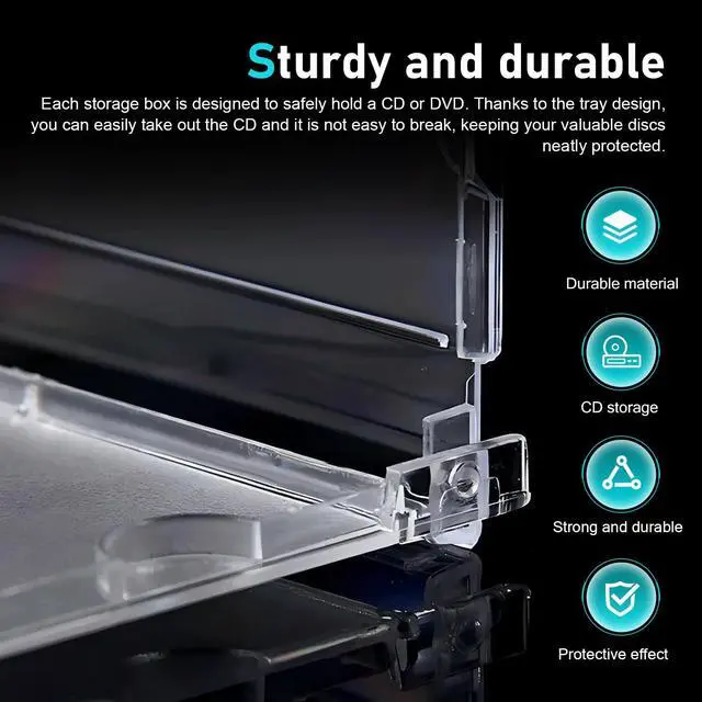 Alt view image 4 of 7 - 5 PCS Car Standard Single Clear CD Jewel Case, DVD Storage Case with Assembled Black Tray, Thickened Rigid Plastic CD Holder, for Most Cars (Black)