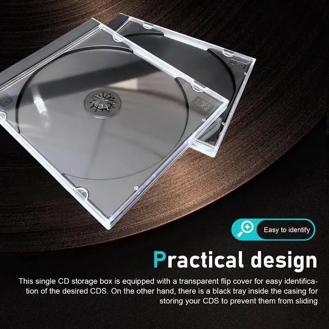 Alt view image 5 of 7 - 5 PCS Car Standard Single Clear CD Jewel Case, DVD Storage Case with Assembled Black Tray, Thickened Rigid Plastic CD Holder, for Most Cars (Black)