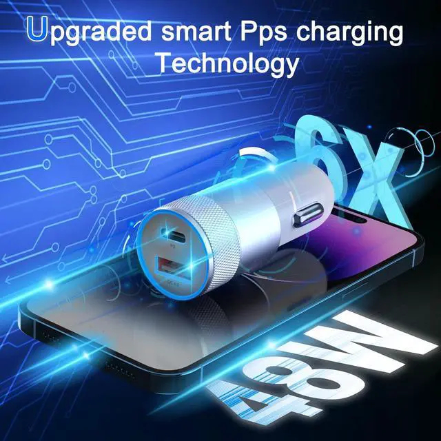 Alt view image 4 of 7 - Fast Car Charger and Carplay Cable, 48W Dual Port USB A and USB C Car Charger Adapter with 2Pack High Speed Charging L ightning Cable for i Phone 14/14 Plus/14 Pro Max/14 Mini/11/SE/X, i Pad and More