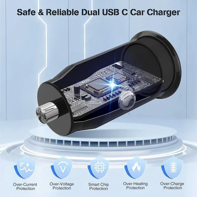 Alt view image 2 of 7 - Fast Car Charger for iPhone, Dual PD USB C Fast Car Charging Adapter and Type C to Lightning Cable Cord for Apple 14 Pro/14 Pro Max/14/13 Pro/13 Max/12 Mini/12/11/X/XS/SE/7S/6 Plus/5S,for iPad