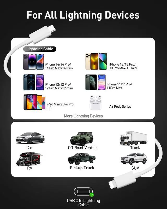 Alt view image 3 of 7 - iPhone Car Charger Fast Charging, 67W 3-Port USB C Fast Car Charger Adapter Cigarette Lighter with 3FT USB-C to Lightning Cable Cord for iPhone 14 13 12 11 Pro Max SE XS Max Mini XR X 8 7 6 Plus, iPad