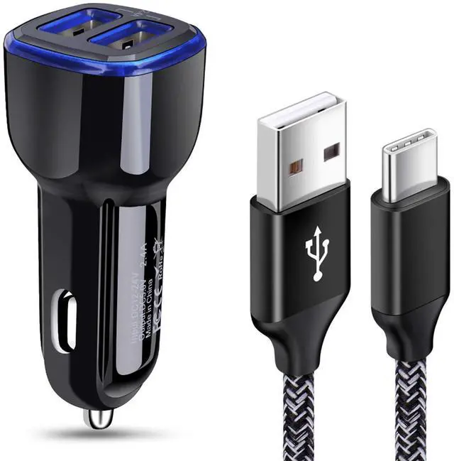 Main image of C Car Phone Charger, Dual Port Car Charger Adapter with Fast Charge Type C Charging Cord Compatible for Motorola Moto G Pure/G Play/G Power/G9/G8/G7/G7 Plus/G7 Play/G7 Power/G6/G6 Plus/Z4/Z3 Z2 Play