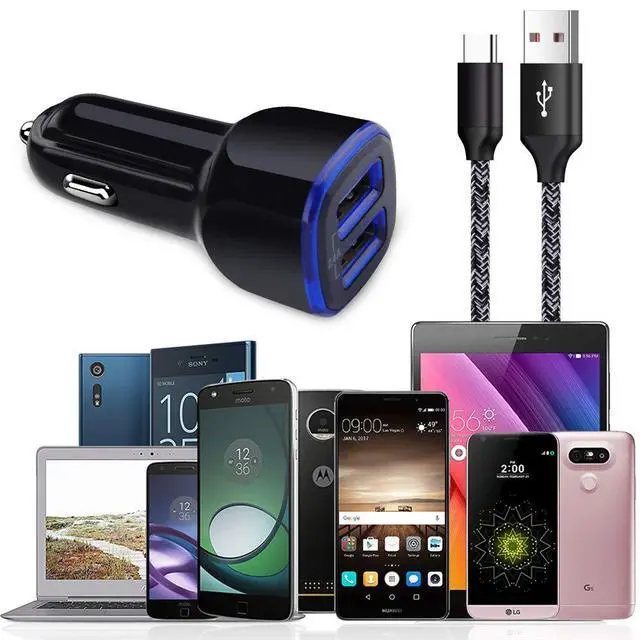 Alt view image 6 of 6 - C Car Phone Charger, Dual Port Car Charger Adapter with Fast Charge Type C Charging Cord Compatible for Motorola Moto G Pure/G Play/G Power/G9/G8/G7/G7 Plus/G7 Play/G7 Power/G6/G6 Plus/Z4/Z3 Z2 Play