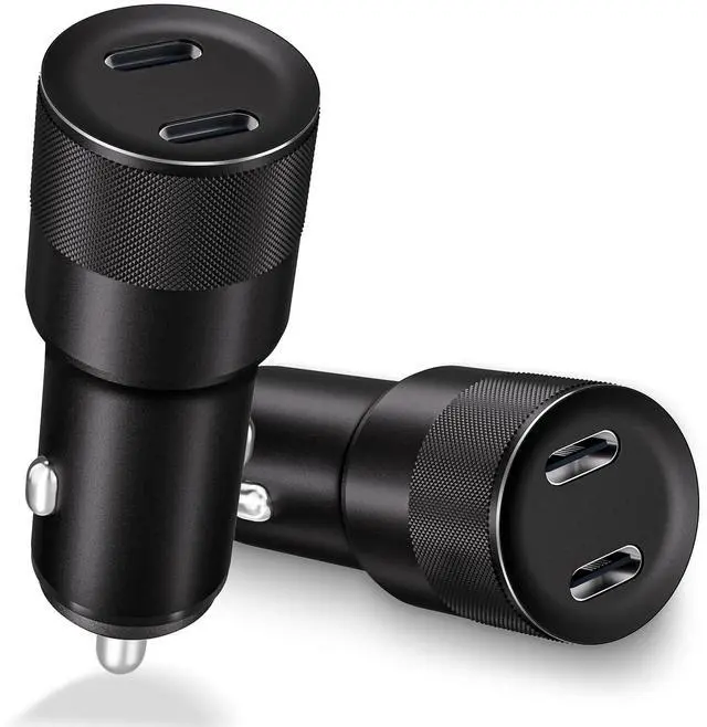 Main image of USB C Car Charger, 2Pack 60W Dual USB C Adapter Fast Charging Power Delivery Adapter Fast Type C Car Charger Plug Compatible with iPhone 17/17 Pro/17 Pro Max/16 Plus/15 Pro/Galaxy S26/S25/Pixel(Black)