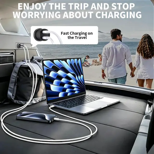 Alt view image 7 of 7 - USB C Car Charger, 2Pack 60W Dual USB C Adapter Fast Charging Power Delivery Adapter Fast Type C Car Charger Plug Compatible with iPhone 17/17 Pro/17 Pro Max/16 Plus/15 Pro/Galaxy S26/S25/Pixel(Black)