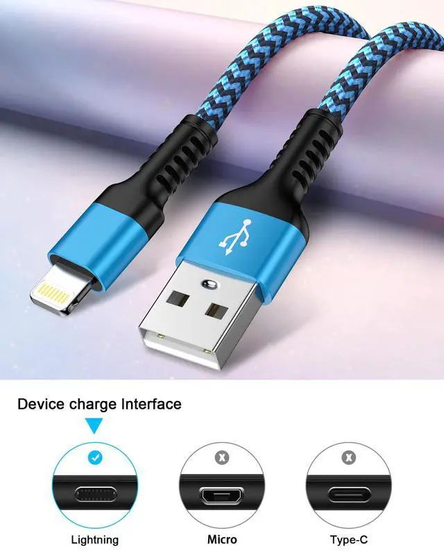 Alt view image 3 of 7 - Car Play Charger Cable for iPhone 14 13 12 11 Pro Max XS XR X SE, iPad, Apple CarPlay MFi Certified Braided USB to Lightning Cable 3ft, iPhone Charger Cord Fast Charging Lightening Wire