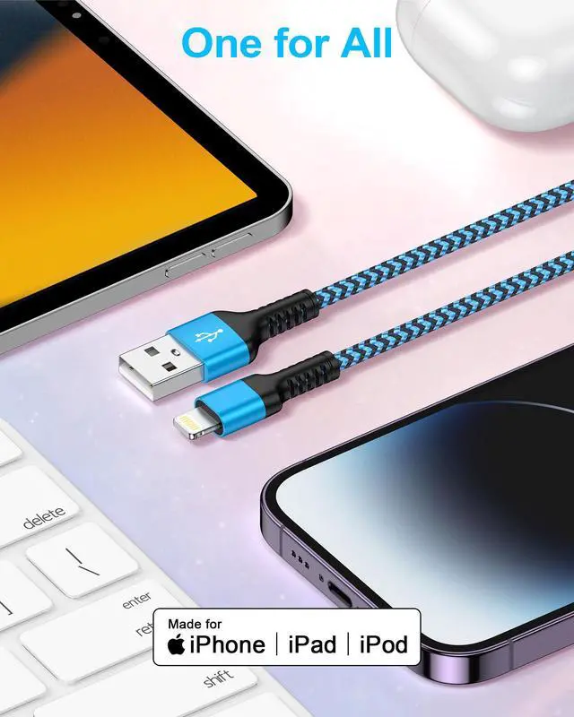 Alt view image 7 of 7 - Car Play Charger Cable for iPhone 14 13 12 11 Pro Max XS XR X SE, iPad, Apple CarPlay MFi Certified Braided USB to Lightning Cable 3ft, iPhone Charger Cord Fast Charging Lightening Wire