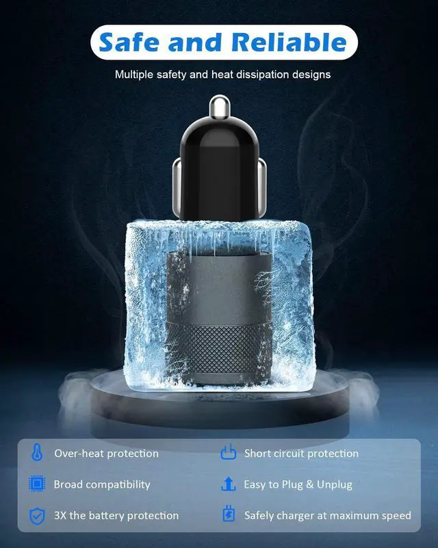 Alt view image 4 of 7 - USB Car Charger Adapter,2 Pack(3.4A) Fast Car Charger Dual USB Ports Fast Charging Cigarette Lighter Adapter Rapid Plug Car Charger Compatible with iPhone Air/17 Pro Max/16e/16 Pro/15 Plus/14/13/12/11