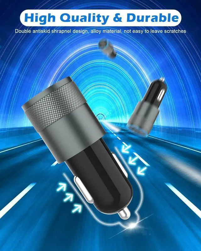 Alt view image 6 of 7 - USB Car Charger Adapter,2 Pack(3.4A) Fast Car Charger Dual USB Ports Fast Charging Cigarette Lighter Adapter Rapid Plug Car Charger Compatible with iPhone Air/17 Pro Max/16e/16 Pro/15 Plus/14/13/12/11