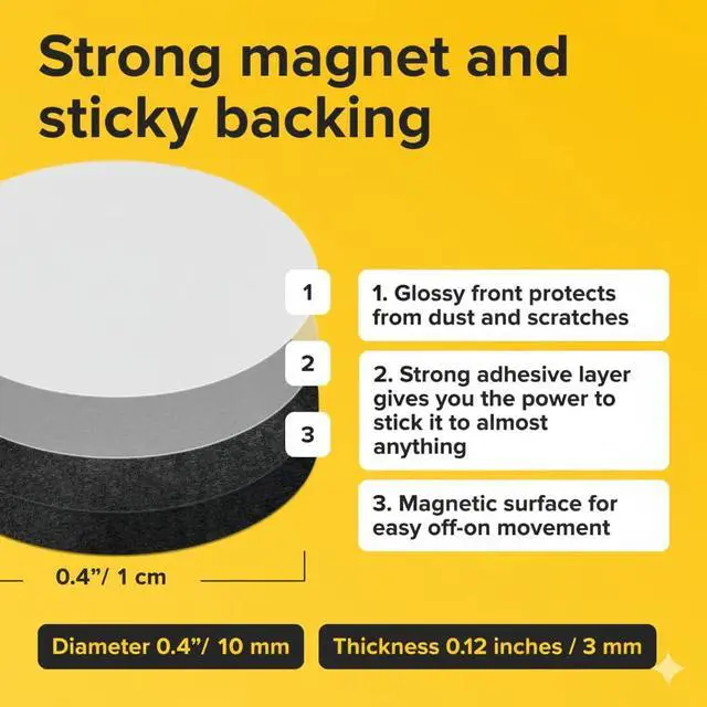 Alt view image 2 of 6 - Peel-&-Stick Flexible Adhesive Magnets 350 pcs (0.4"x0.08") Magnetic Dots for Office Supplies, Whiteboard, Crafts, Fridge, & School Projects
