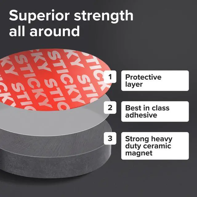 Alt view image 3 of 7 - Strong Ceramic Round Magnets With Adhesive Backing (1x0.15"/25x4mm, 36 pcs) - Heavy Duty Sticky Magnets, Non-Corrosive, Versatile For Home, Office, Workshop, Whiteboard, Fridge And Hobby Use