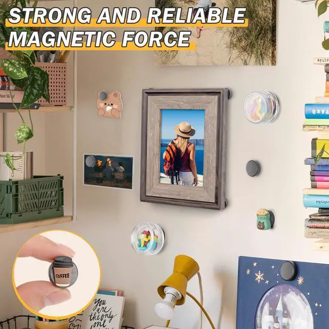 Alt view image 7 of 7 - 100 Pack Mixed Ceramic Magnets for Crafts, Strong Magnet with Adhesive Backing, Small Round Magnets for Fridge, Classroom, Warehouse, and Hobby Use, 5 Sizes × 0.12" Thickness