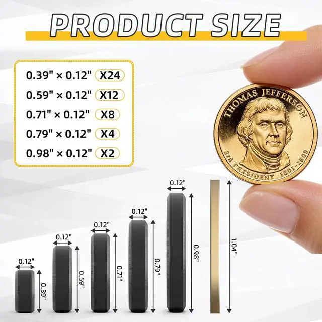 Alt view image 5 of 7 - 50 Pack Mixed Ceramic Magnets, Strong Fridge Magnets for Crafts, Small Round Magnet with Adhesive Backing, Suitable for Whiteboard, Refrigerator, Classroom, 5 Sizes x 0.12" Thickness