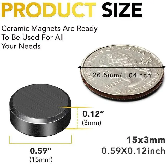 Alt view image 2 of 6 - Strong Magnetic Adhesive Dots 140Pcs 0.6x0.12Inch Fridge Refrigerator Magnet for Crafts Whiteboard with Adhesives Backing Magnetic Small Black Button Ceramic Circle Round Heavy Duty