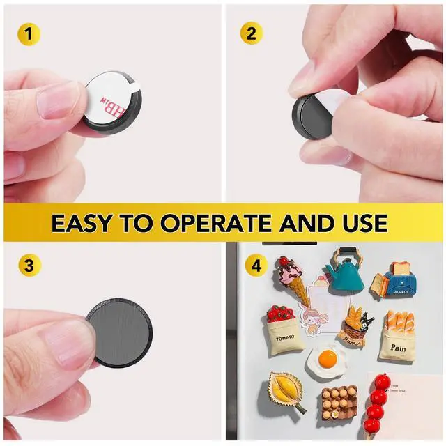 Alt view image 4 of 6 - Strong Magnetic Adhesive Dots 140Pcs 0.6x0.12Inch Fridge Refrigerator Magnet for Crafts Whiteboard with Adhesives Backing Magnetic Small Black Button Ceramic Circle Round Heavy Duty