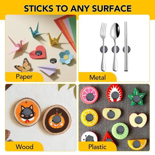 Alt view image 5 of 6 - Strong Magnetic Adhesive Dots 140Pcs 0.6x0.12Inch Fridge Refrigerator Magnet for Crafts Whiteboard with Adhesives Backing Magnetic Small Black Button Ceramic Circle Round Heavy Duty