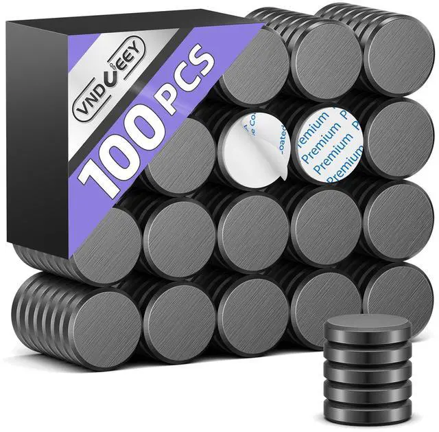 Main image of 100Pcs Strong Magnets with Adhesive Backing, 0.7 * 0.12 inch Small Round Magnets for Crafts, Circle Magnet Ceramic Magnet for Fridge, DIY, Science Projects, Whiteboard (Black)