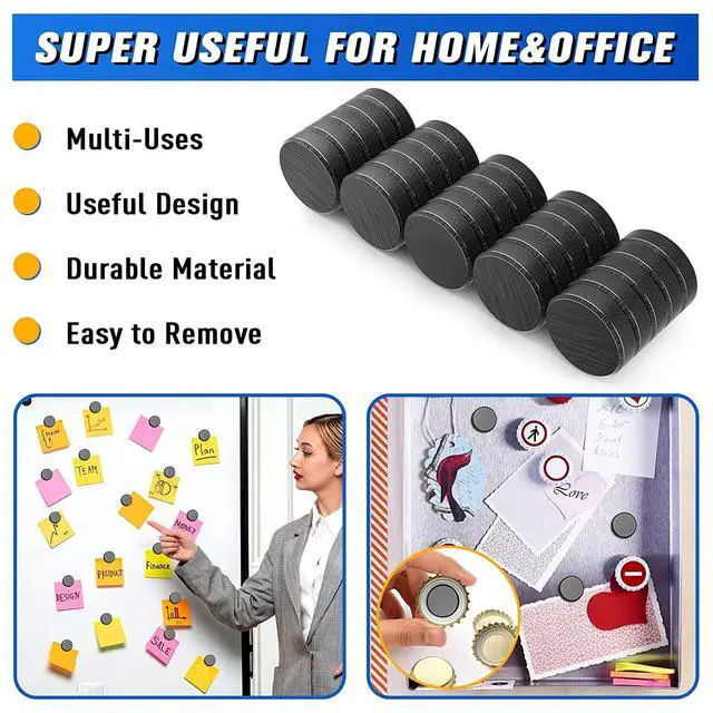 Alt view image 4 of 7 - 50Pcs Ceramic Magnets for Crafts, Strong Round Magnets with Adhesive Backing, Small Round Circle Magnet Perfect for DIY, Craft Hobbies, Fridge, Workshop, Science Projects (0.71'' D x 0.2 '' H)