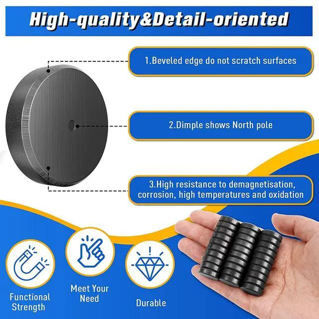 Alt view image 5 of 7 - 50Pcs Ceramic Magnets for Crafts, Strong Round Magnets with Adhesive Backing, Small Round Circle Magnet Perfect for DIY, Craft Hobbies, Fridge, Workshop, Science Projects (0.71'' D x 0.2 '' H)