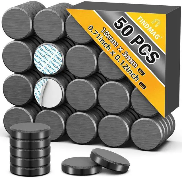 Main image of 50Pcs Strong Magnets for Crafts, Small Adhesive Magnet, Ceramic Round Magnet, Sticky Flat Ferrite Circle Magnets, Ideal for DIY, Crafts, Classroom, Science Projects - 0.71 inch x 0.12 inch