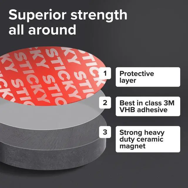 Alt view image 3 of 6 - Strong Ceramic Round Small Magnets with Adhesive Backing (0.7x0.12/18x3mm, 10 pcs) - Heavy Duty Sticky Magnets, Non-Corrosive, Versatile for Home, Office, Workshop, Whiteboard, Fridge and Hobby Use
