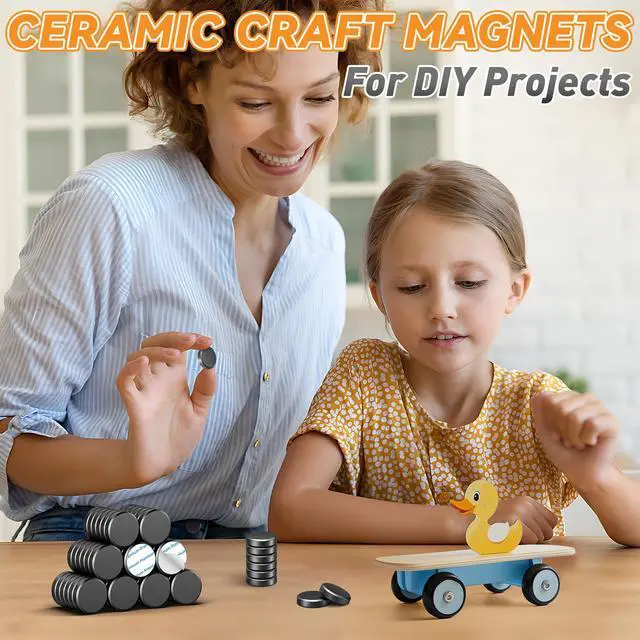 Alt view image 2 of 7 - 100 Pack Ceramic Magnets, Small Round Magnet for Crafts, 15X3mm, Strong Adhesive Button Magnets for Fridge, Whiteboard, and Crafting