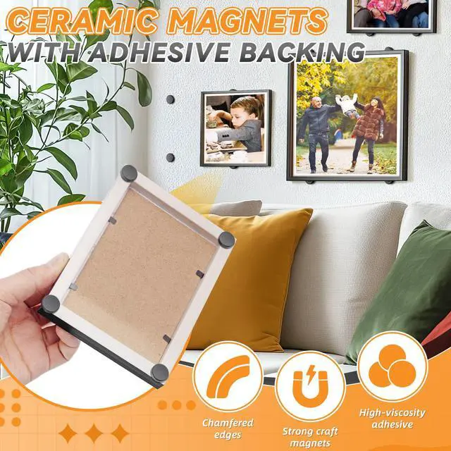 Alt view image 3 of 7 - 100 Pack Ceramic Magnets, Small Round Magnet for Crafts, 15X3mm, Strong Adhesive Button Magnets for Fridge, Whiteboard, and Crafting