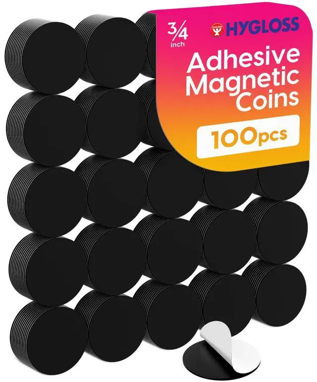 Main image of 100 Pcs Magnetic Dots with Adhesive Backing 3/4-Inch Round Sticky Magnet Dots Small Magnets for Crafts Thin Flat Circle Magnetic Stickers for Fridge, Classroom, Whiteboard, Pictures