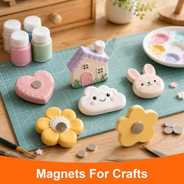 Alt view image 2 of 5 - 50Pcs Magnets for Crafts,5 Different Sizes Small Rare Earth Magnets,Mini Tiny Strong Round Neodymium Magnet for 3D Printing Refrigerator,Whiteboard,DIY,Office,School and Home Kitchen